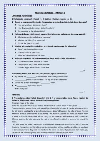 Repetytorium Ósmoklasisty Reading Handout