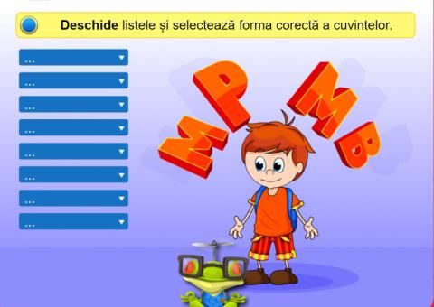 Scrierea corectă a lui m inaintea lui p și b