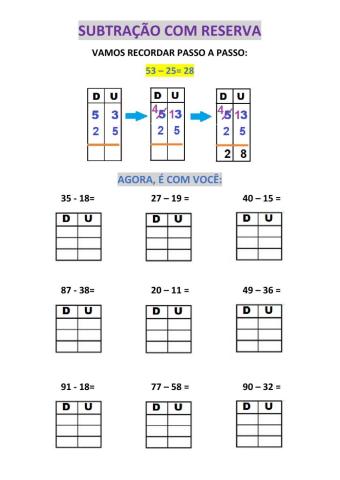 Subtração com reserva