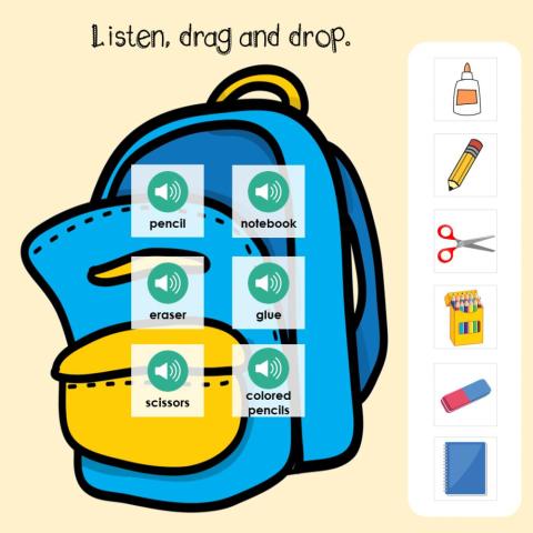 School Supplies - Vocabulary Review