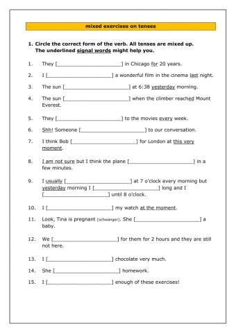 mixed exercises on tenses - ex. 1