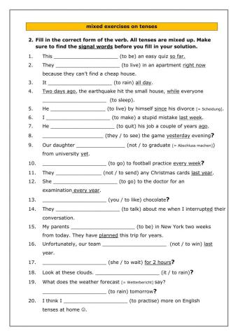 mixed exercises on tenses - ex.2