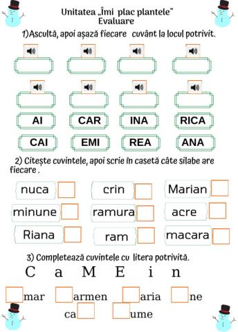 CLR Evaluare „Îmi plac plantele”
