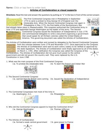 Articles of Confederation w visual supports