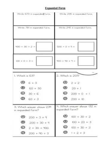 Expanded form and Word form