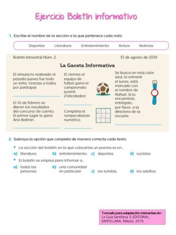 Ejercicio Boletín informativo.