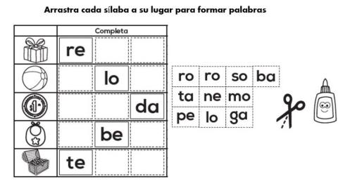 Formo palabras de tres sílabas