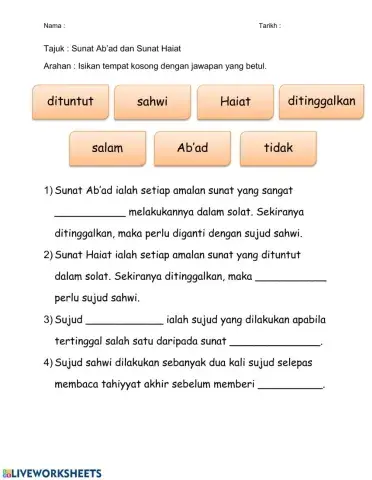 Ibadah :Perkara Sunat Ab'ad dan Perkara Sunat Hai'at
