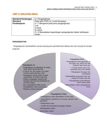 Unit 5: Malaysia Maju (Pengangkutan)