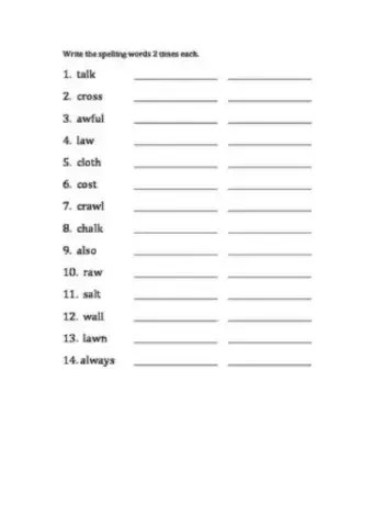 Spelling vocabulary 10