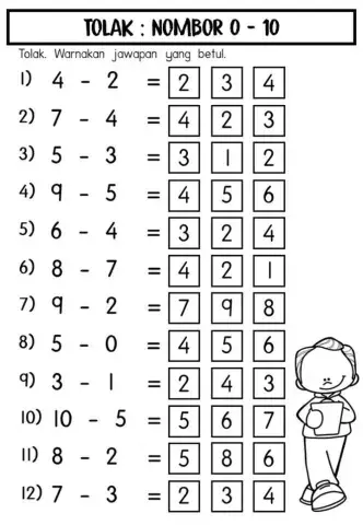 Matematik - operasi tolak