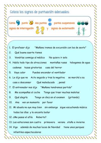 Signos de Puntuación. Test completo