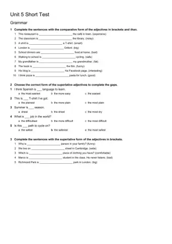 Short test - adjective