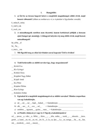 Helyesírási begyakorló 1.