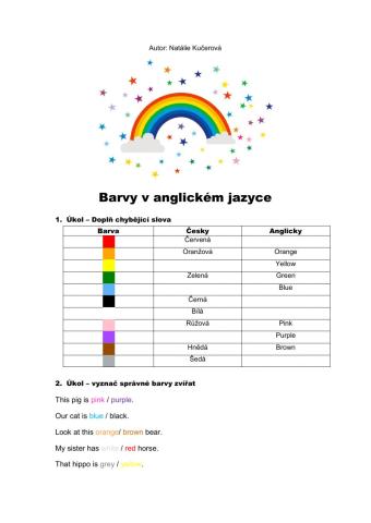 Učení barev v anglickém jazyce