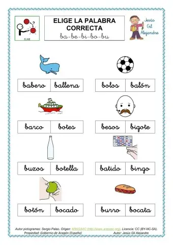 Elige la palabra correcta con BA BE BI BO BU