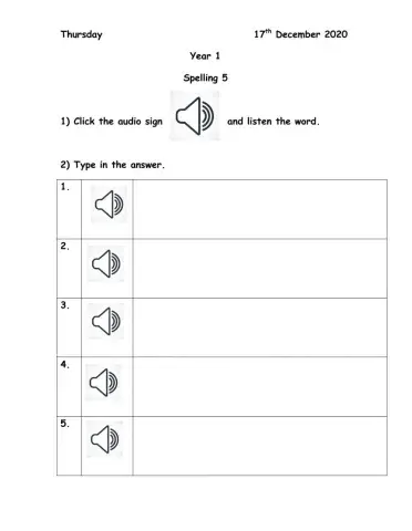 Lunchtime - spelling 5