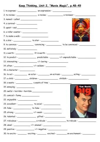 Keep Thinking -Movie Magic- p.48-49, Vocabulary