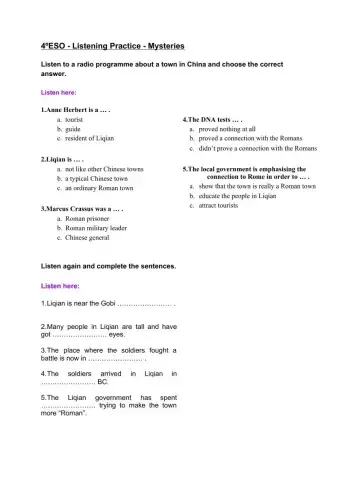 4ºESO Listening Practice - Mysteries