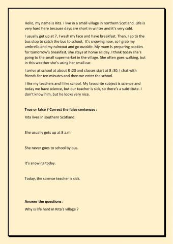 Present simple-continuous Reading comprehension