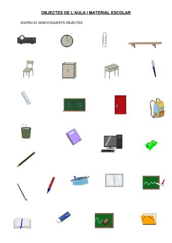 Material escolar i objectes de l'aula