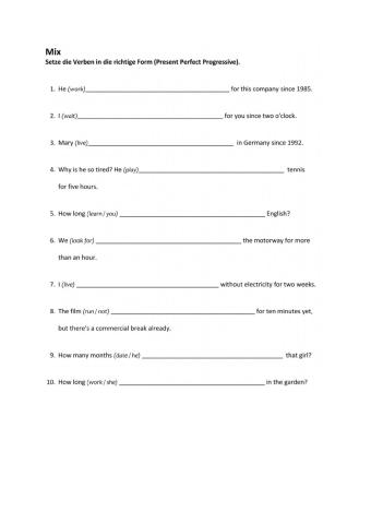 Present perfect progressive