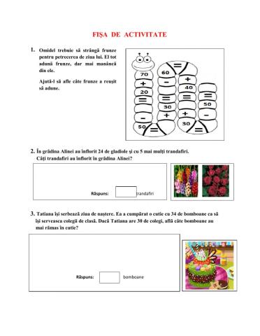 Adunarea și scăderea numerelor până la 100, fără trecere peste ordin