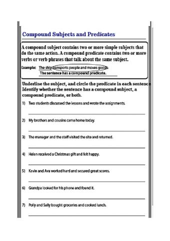 Compound subjects and Predicates