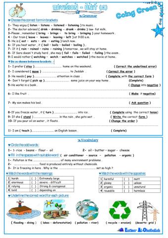 MG3 Unit 6 Revision