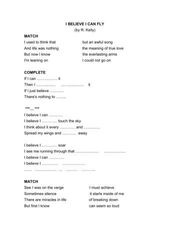 Song: I believe I can fly