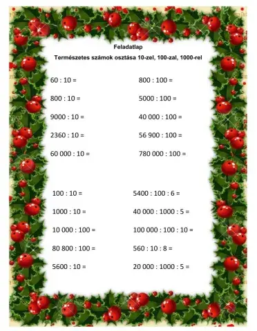 Osztás feladatlap