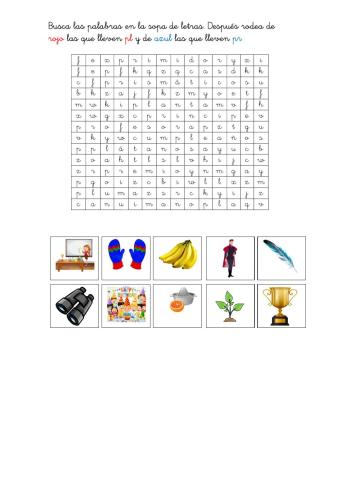 Sopa de letras PL y PR