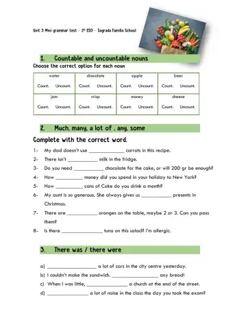 Countables and uncountables +  much - many