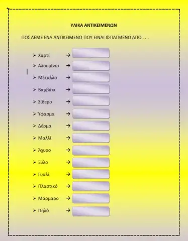 Υλικά - επίθετα