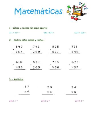 Sumas,restas y multiplicaciones