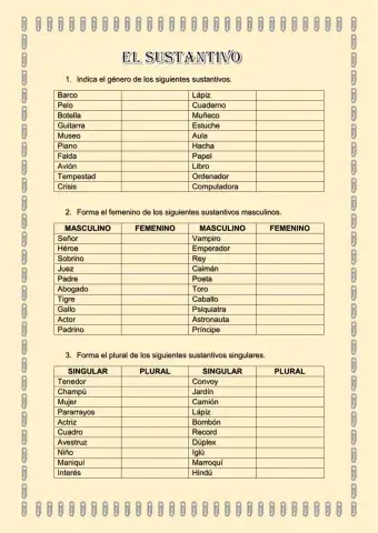 El sustantivo: género y número