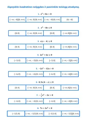 Kvadratinės nelygybės kai c lygu 0