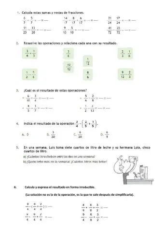 Suma y resta de fracciones