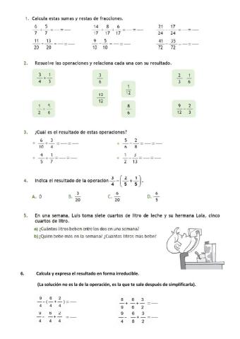 Suma y resta de fracciones