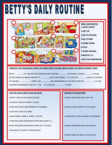 Reading present simple