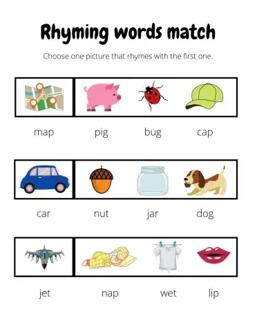 Rhyming words match