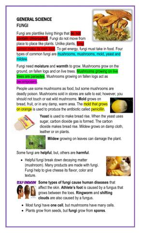 GENERAL SCIENCE: Fungi Notes