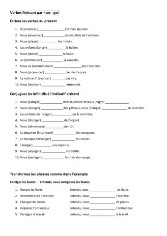 Verbes en -cer, -ger
