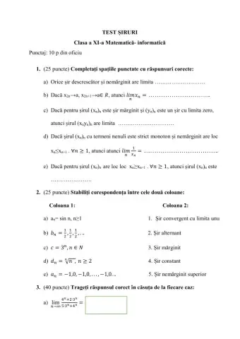 Evaluare-Limite de șiruri
