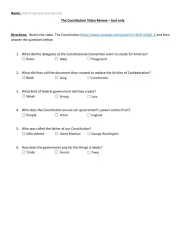 The Constitution Video Review text only