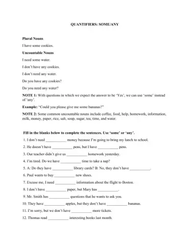 Quantifiers some and any