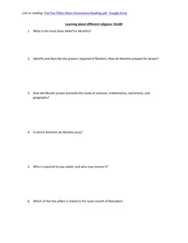 World Religions: Islam 5 pillars