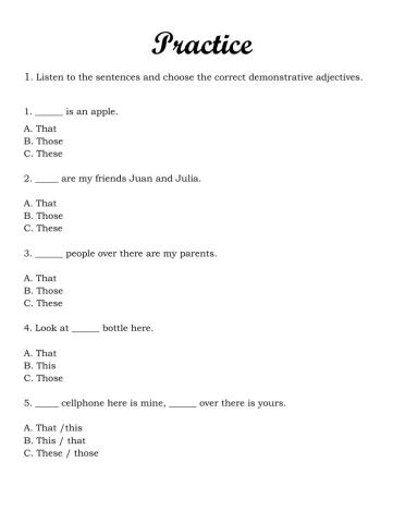 Numbers and demonstrative adjectives