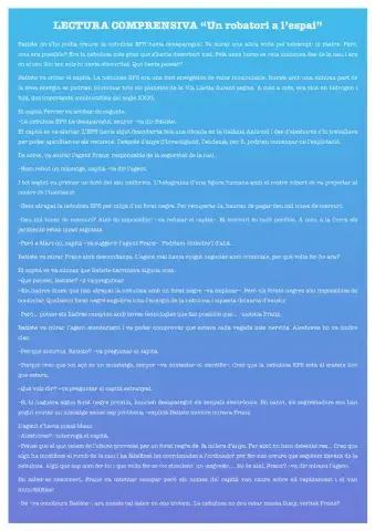 Lectura comprensiva -UN ROBATORI A L'ESPAI-