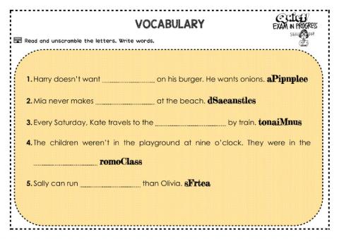 VOCABULARY 3 -Final Exam 2020